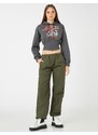 Koton Crop Sweatshirt with a Hooded Waist Corset Printed Long Sleeves Fleece Inner