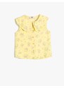 Koton Shirts are Sleeveless, Wide, Baby Collar Floral