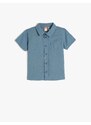 Koton Shirt Linen Blended Short Sleeve Single Pocket Detailed