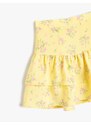 Koton Skirt With Ruffled Flowers, Elastic Waist, Cotton