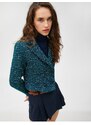 Koton Crop Blazer Tweed Buttoned Lined