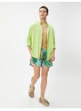 Koton Marine Shorts with a Tropical Print Tie Waist, Pocket Detailed.