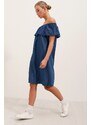 Bigdart 1481 Off Shoulder Jeans Dress - Blue