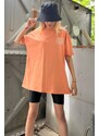 Madmext Orange Printed Oversized T-Shirt