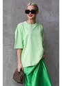 Madmext Light Green Crew Neck Basic Oversized T-shirt