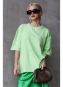 Madmext Light Green Crew Neck Basic Oversized T-shirt