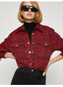 Koton Women's Plaid Pocket Snap Fastener Shirt Jacket