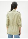 Koton Zippered Trench Coat with Pockets and Fold Over the Sleeves