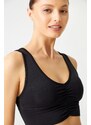 LOS OJOS Black Lightly Support Coated Crop Top Bustier