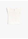 Koton Ruffled Sleeves Printed Singlets Crew Neck Cotton