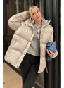 Madmext Gray Basic Oversize Women's Down Jacket