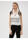 Koton Polka Dot Tulle Top Bowknot Strappy Gathered