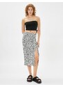 Koton Floral Midi Skirt with A-Line Slit