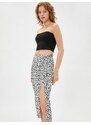 Koton Floral Midi Skirt with A-Line Slit