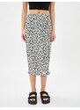 Koton Floral Midi Skirt with A-Line Slit