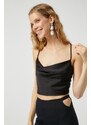 Koton Evening Dress In Satin Bustier Plunger Collar Tie Back