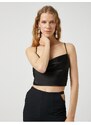 Koton Evening Dress In Satin Bustier Plunger Collar Tie Back