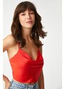 Koton Satin Evening Dress Bustier Degaja Collar Tied Back