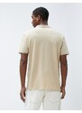 Koton Polo Neck T-Shirt Slim Fit Buttoned Short Sleeve Landscape Embroidered