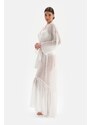 Dagi White Bride Lace Detailed Chiffon Dressing Gown