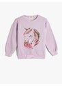 Koton Unicorn Sweatshirt with Sequins Embroidered Shark Crew Neck.