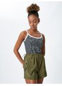 Koton Parachute Mini Shorts with smocked Waist, Stopper, Flap, and Pocket.