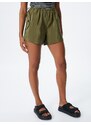 Koton Parachute Mini Shorts with smocked Waist, Stopper, Flap, and Pocket.