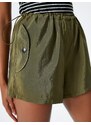 Koton Parachute Mini Shorts with smocked Waist, Stopper, Flap, and Pocket.