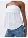 Koton Strapless Blouse Button Detailed Cotton