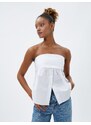 Koton Strapless Blouse Button Detailed Cotton