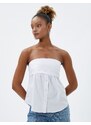 Koton Strapless Blouse Button Detailed Cotton