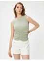 Koton Sleeveless Blouse Slim Fit Shirring Detailed