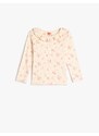 Koton Floral T-Shirt Round Neck Ruffle Long Sleeve Cotton Camisole