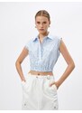 Koton Crop Shirt Window Detailed Sleeveless Cotton