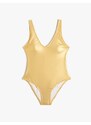 Koton Metallic Swimwear V-Neck Thick Straps