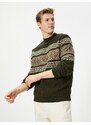 Koton Half Turtleneck Sweater Ethnic Patterned Ribbed