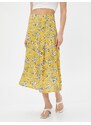 Koton Floral Midi Skirt Viscose