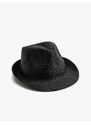 Koton Straw Fedora Hat with Knitted Pattern