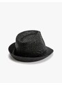 Koton Straw Fedora Hat with Knitted Pattern