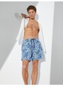 Koton Marine Shorts with Multicolored Abstract Print Tie Waist, Pocket