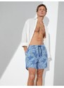 Koton Marine Shorts with Multicolored Abstract Print Tie Waist, Pocket