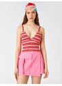Koton Patterned Crop Singlets Degaje Sweetheart Collar With Straps.