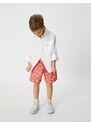 Koton Marine Shorts with Tie Waist Palm Printed Fishnet Lined.