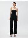 Koton Strapless Jumpsuit Ribbed Pocket Wide Leg