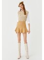 Koton Suede Look Flounce Mini Skirt