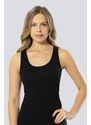 Dagi Women's Black Wide Collar Thick Strap Combed Cotton Undershirt