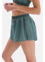 Dagi Green Lace Slit Detailed Shorts Pajama Bottoms