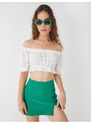 Koton Crop T-Shirt Open Shoulder Scalloped