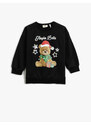 Koton Christmas Theme with Teddy Bear Print Sweatshirt Long Sleeved Sharding