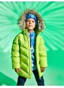 Koton Long Puffer Coat Faux Fur Detail Hooded Zippered Pocket